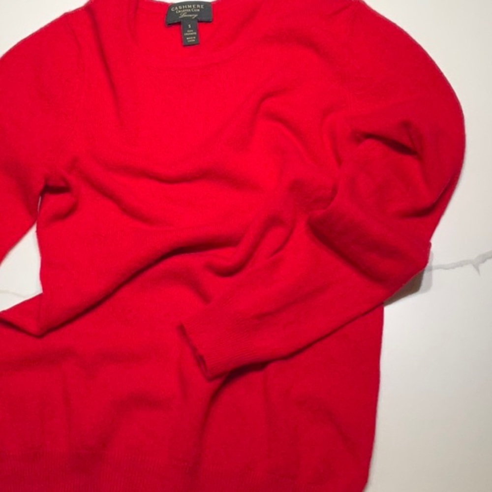 100% Cashmere Crew Neck Sweater - Calypso Red - S